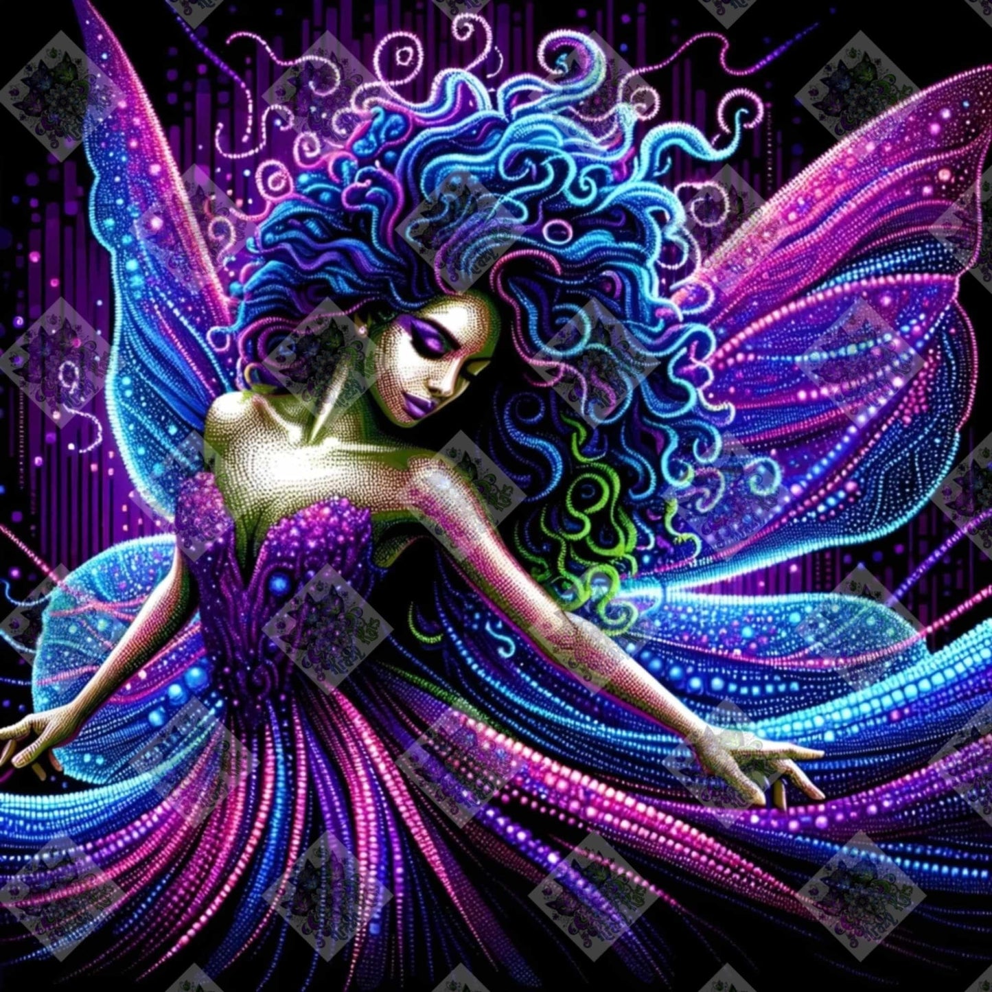Purple/Blue Neon Fairy by Cindy Emery