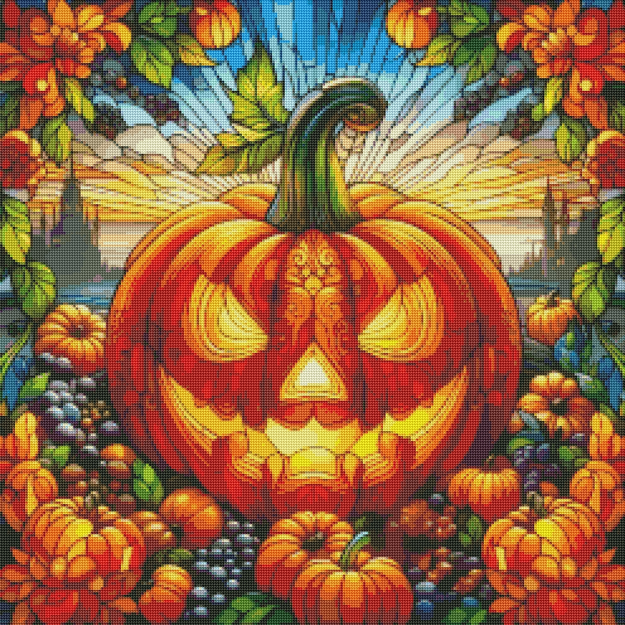 Stained Glass Pumpkin by M.E. Divine Arts (Last Chance! Retiring Beauties On Sale Now)