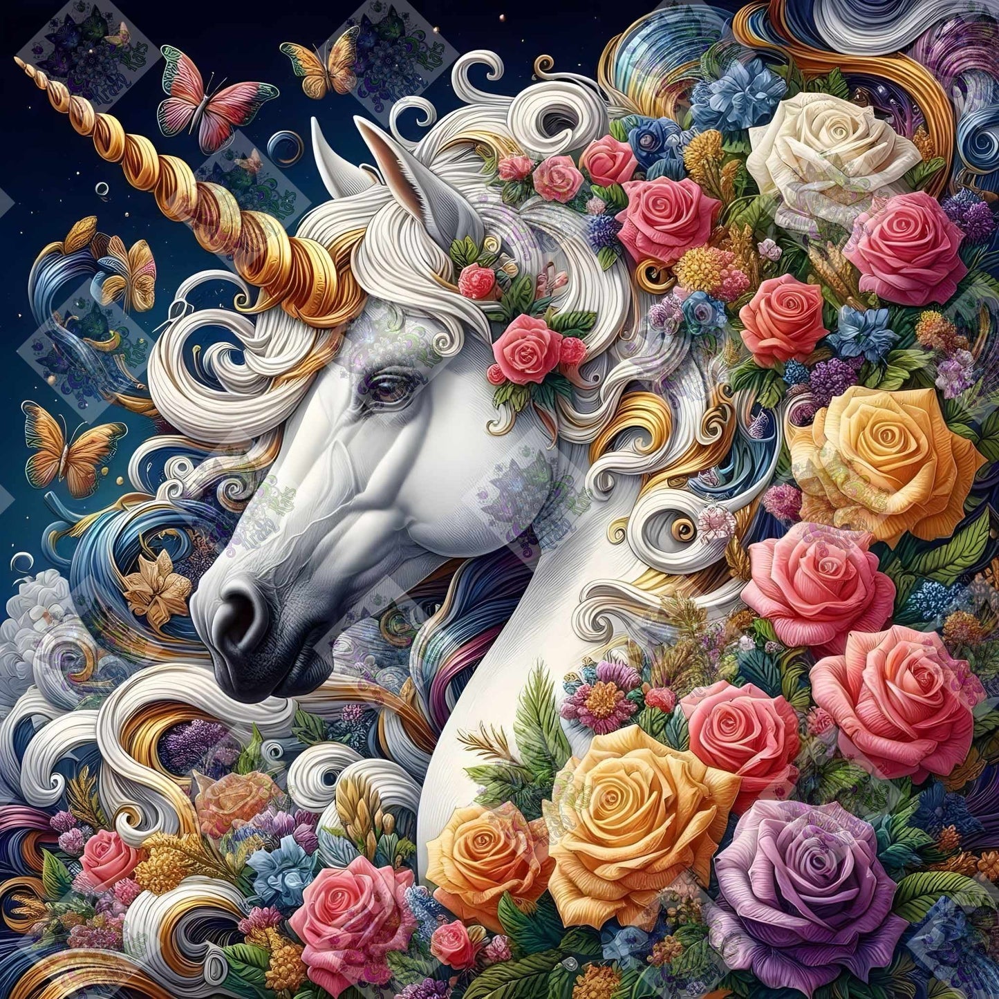Floral Unicorn by Theresa Raymer