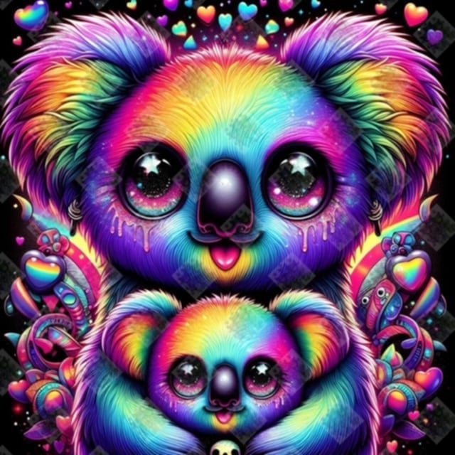 Rainbow Koala and Cub by Taza Creations