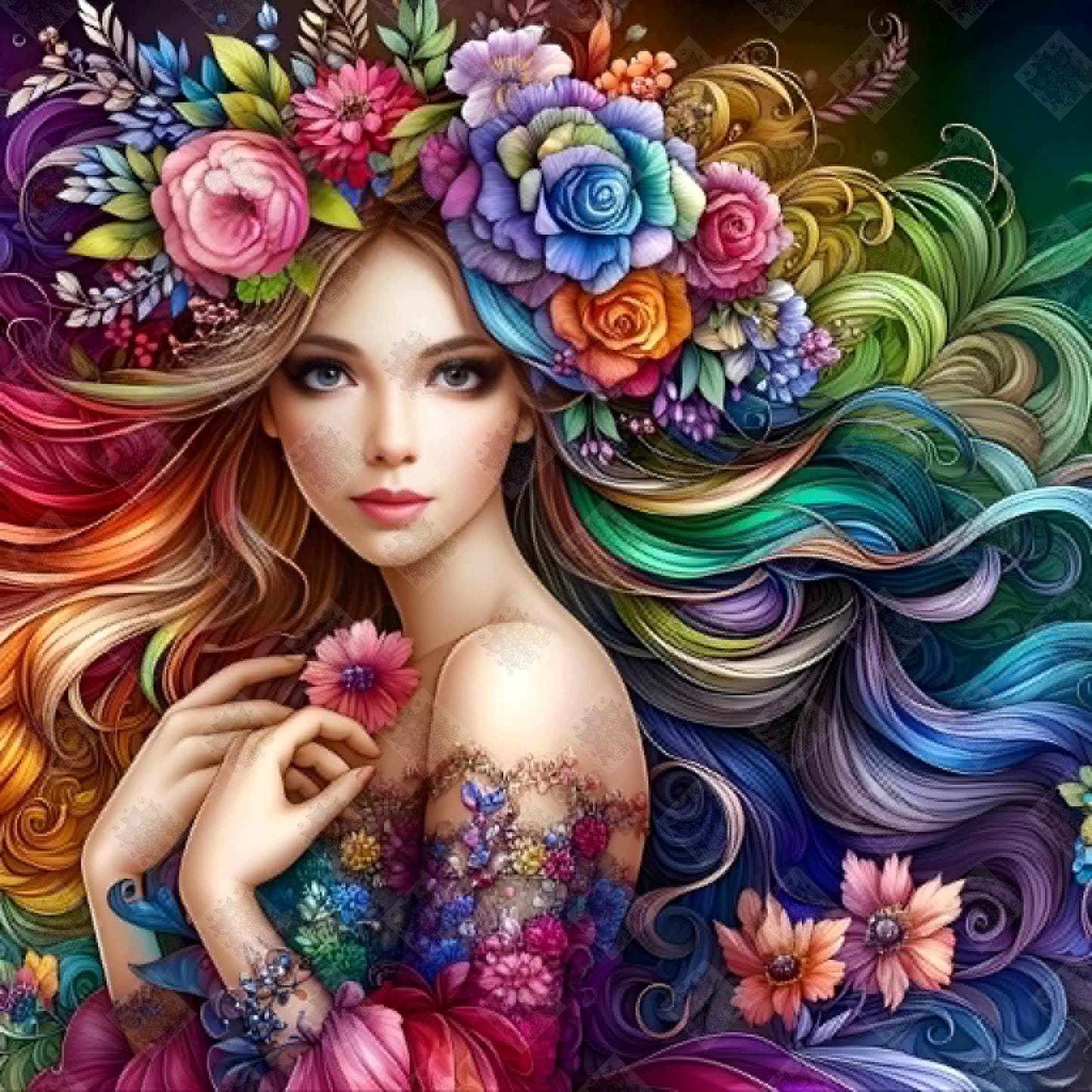 Rainbow Floral Princess by Cindy Emery