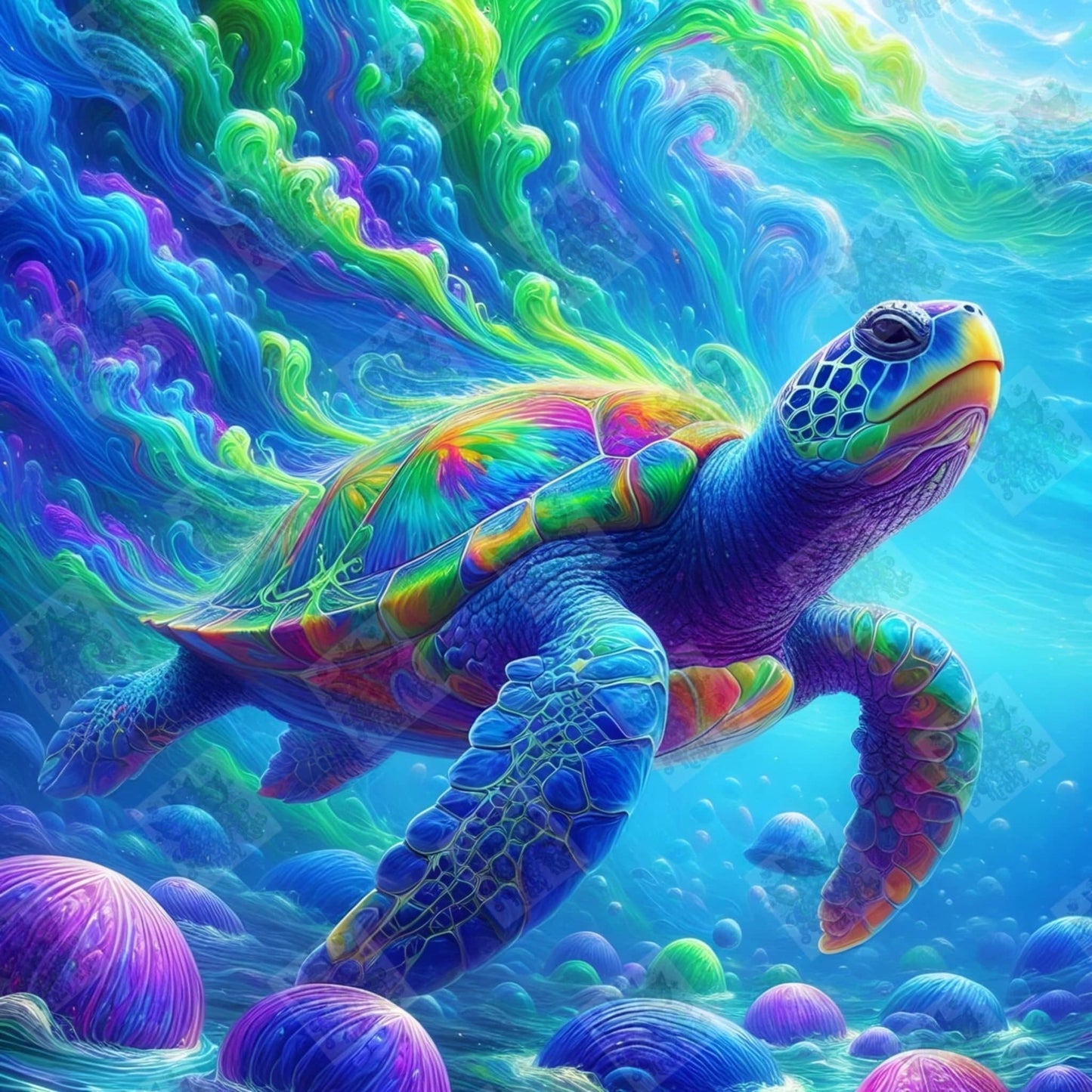 Vibrant Colored Turtle by Turtle Designz