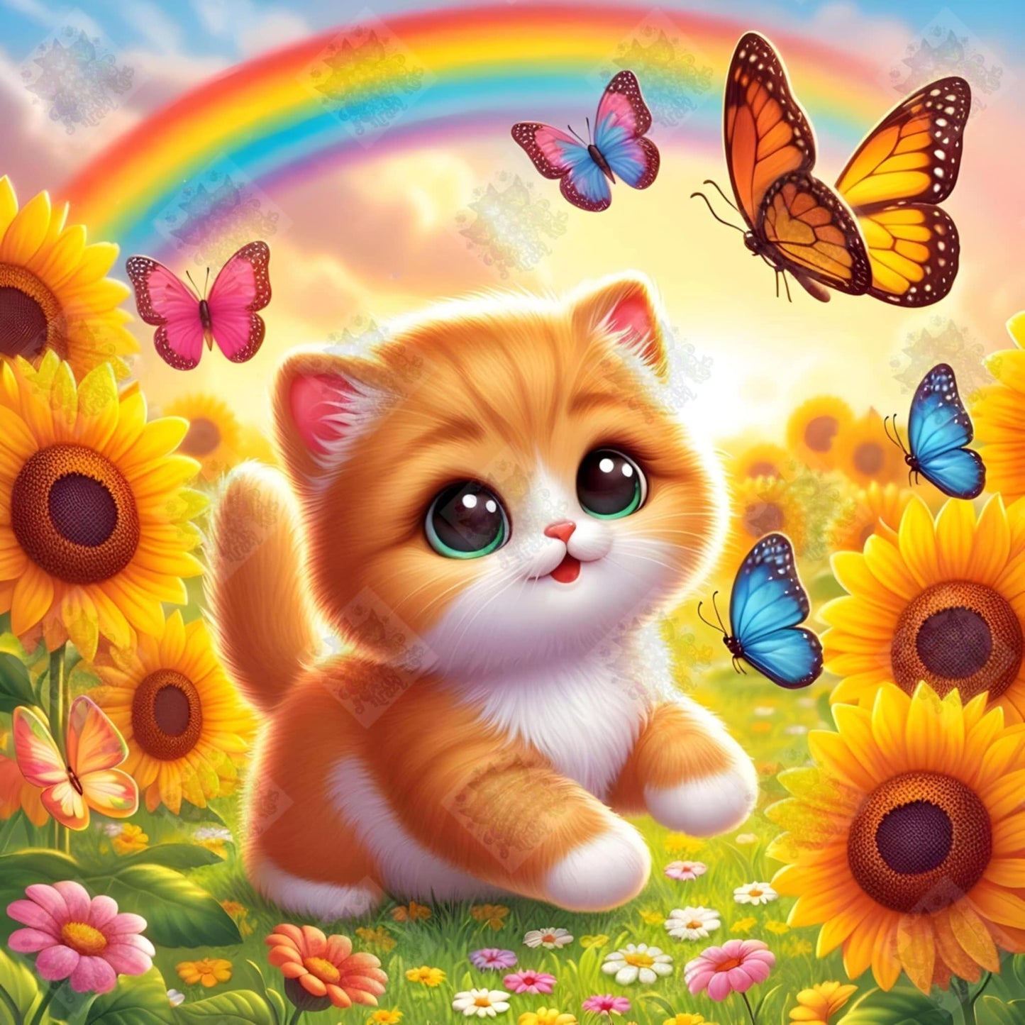 Tabby Chasing Butterflies by M.E. Divine Arts