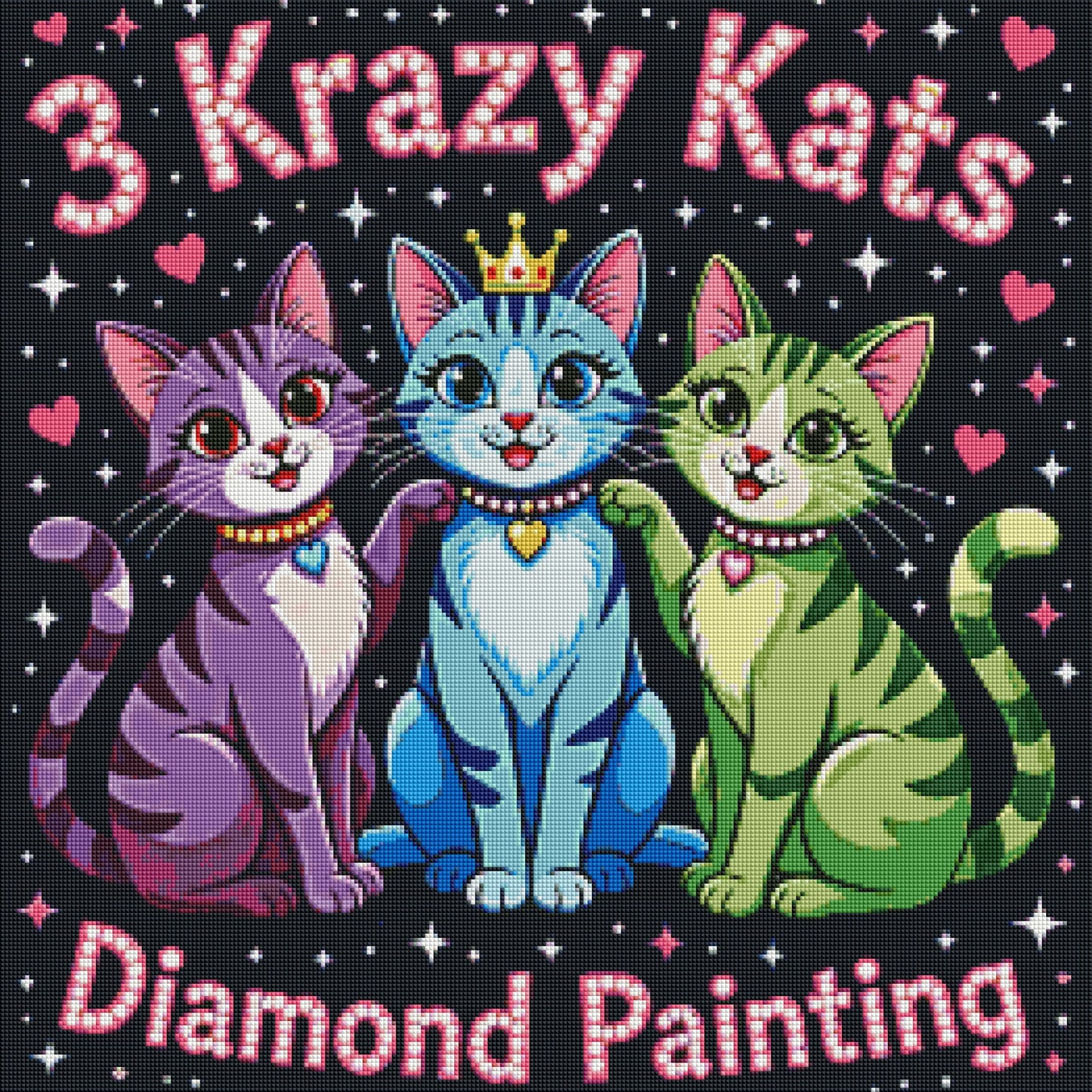 3 Krazy Kats Diamond Art by Cindy Emery