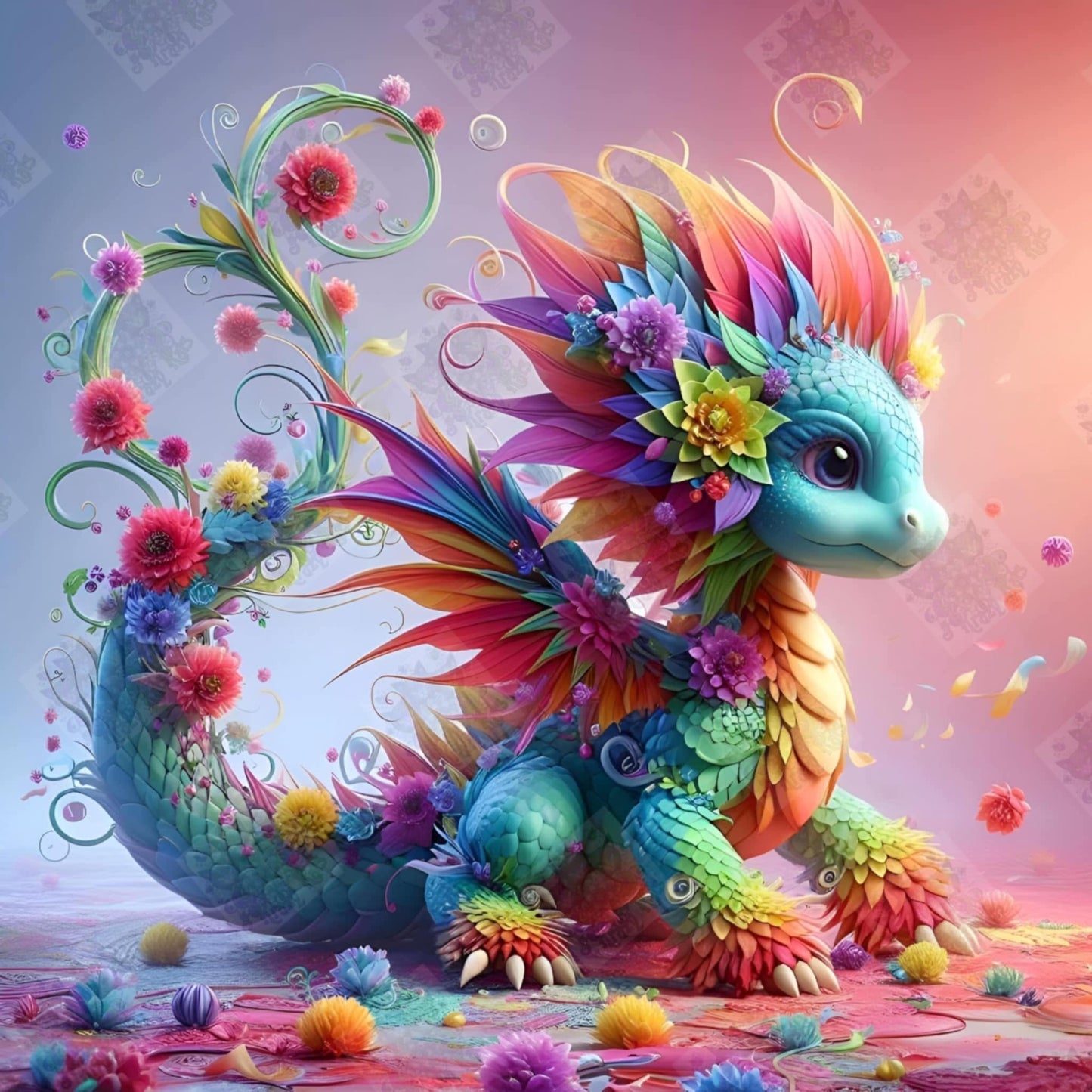 Floral Dragon by Cindy Emery