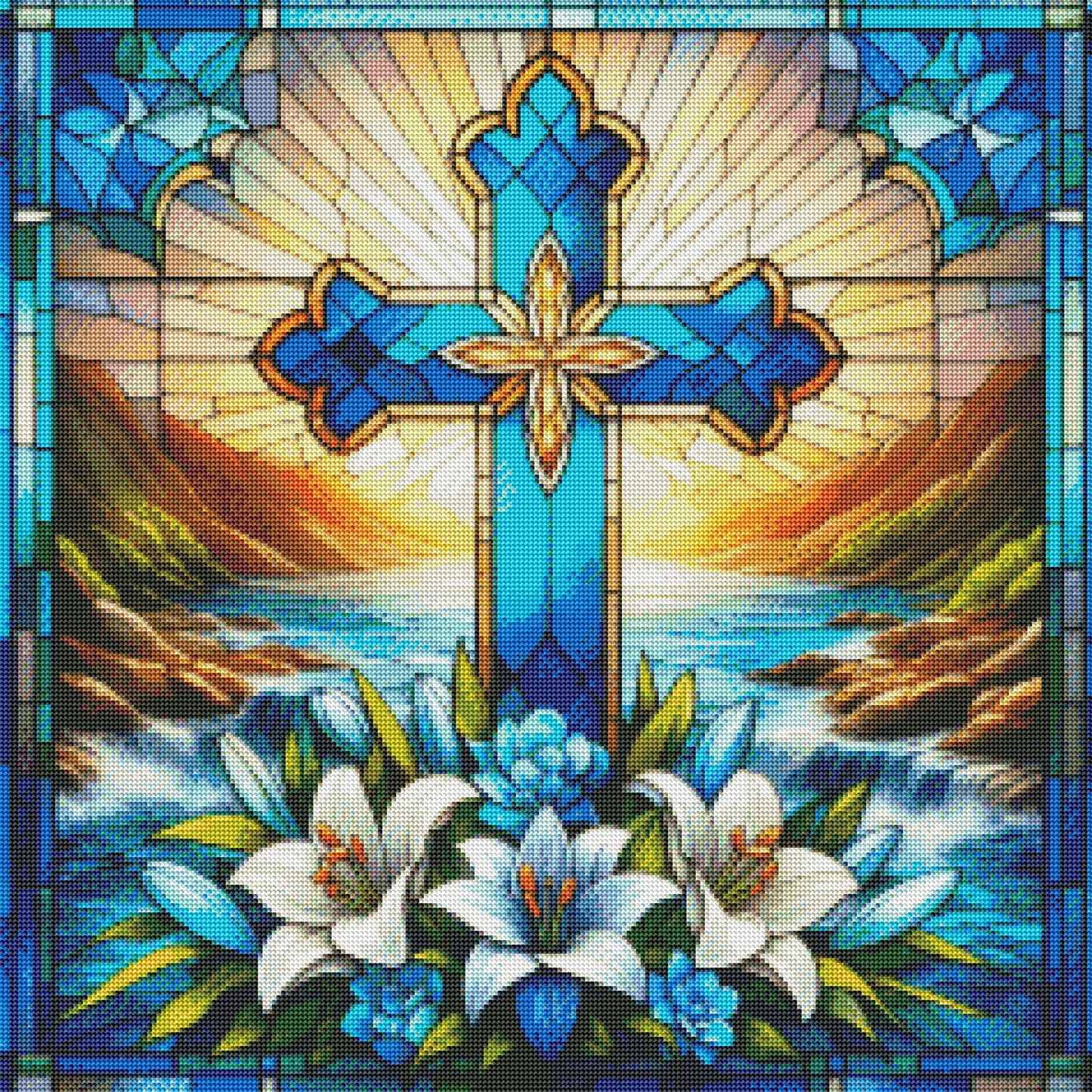 Stained Glass Cross by M.E. Divine Arts