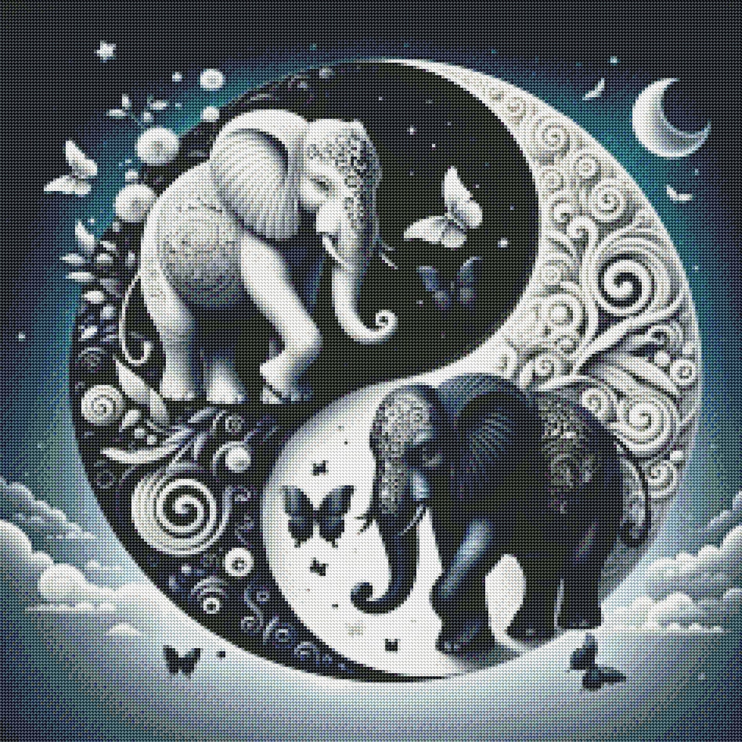 Ying and Yang Elephants by Stellar Designz