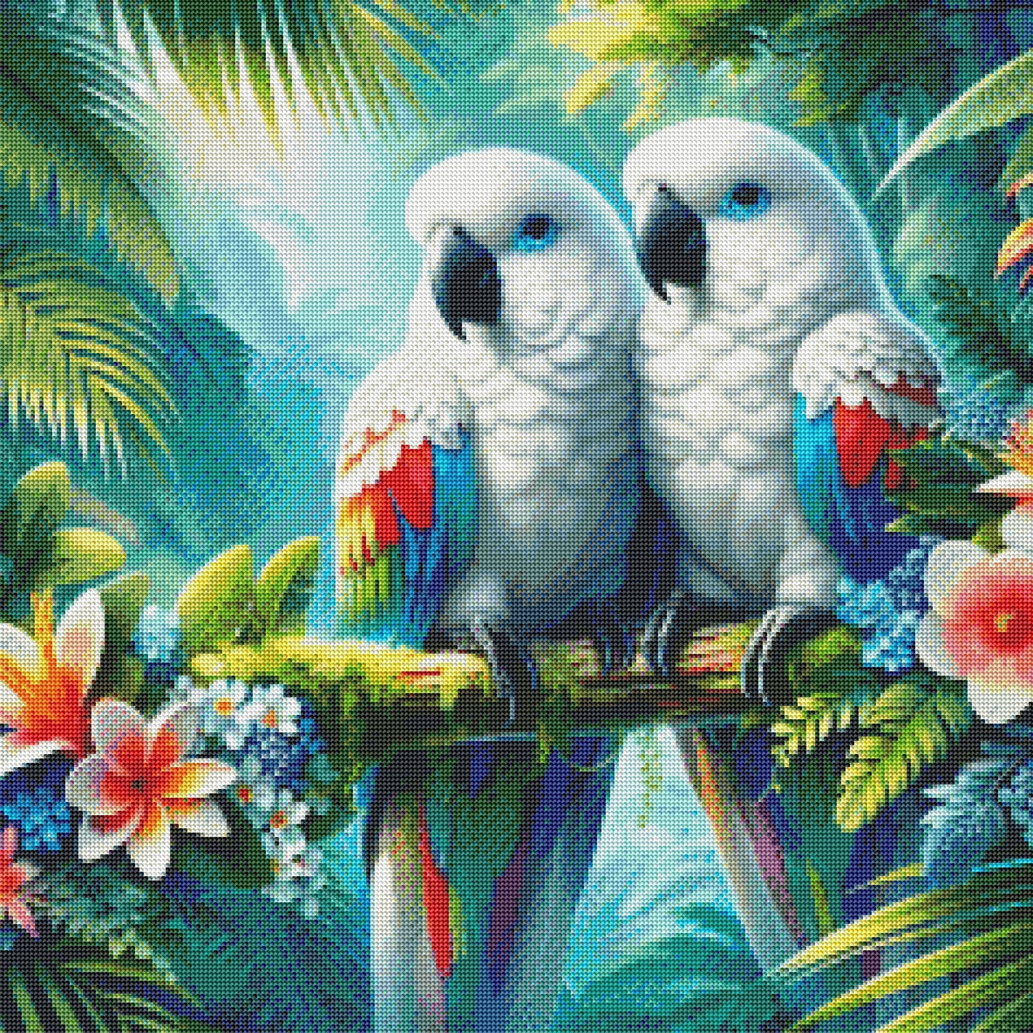 Pair Of White Parrots by Turtle Designz