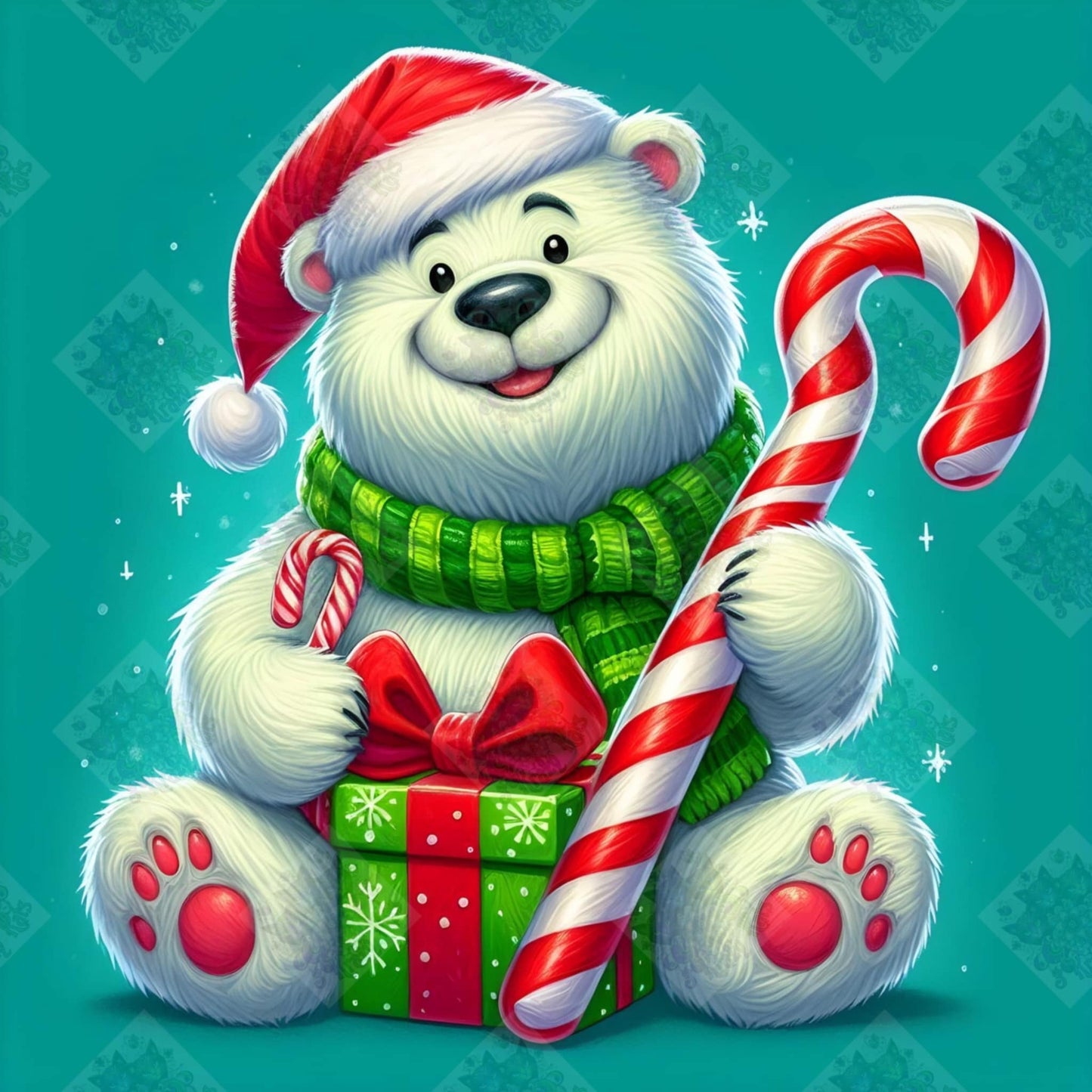 Polar Bear and Candy Canes by Turtle Designz