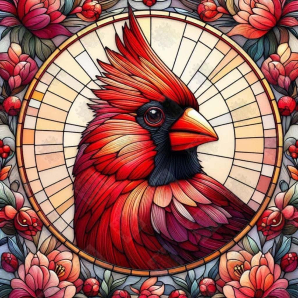 Stained Glass Cardinal by M.E. Divine Arts