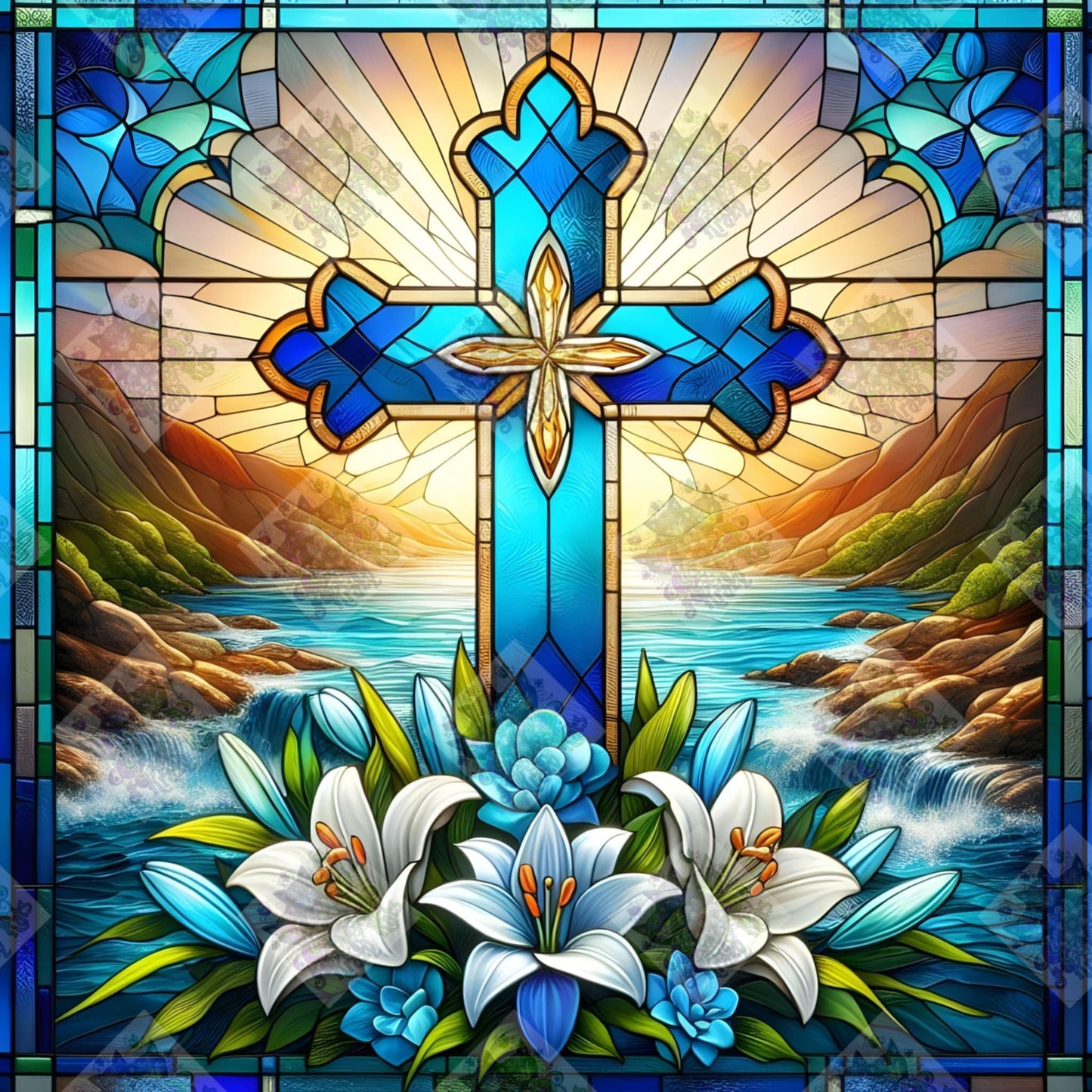 Stained Glass Cross by M.E. Divine Arts