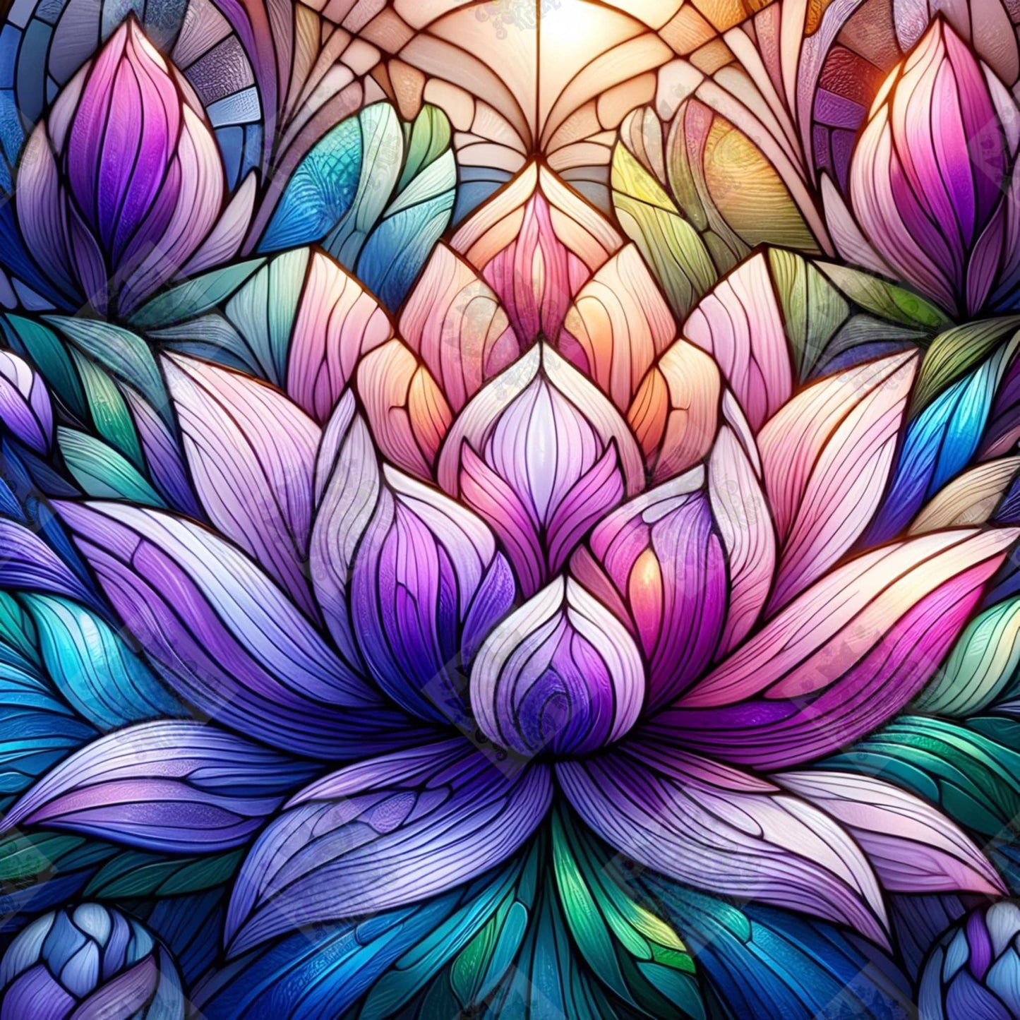 Stained Glass Lotus by M.E. Divine Arts
