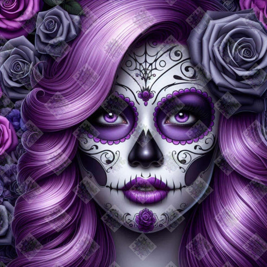 Violet Sugar Skull By M.E. Divine Arts