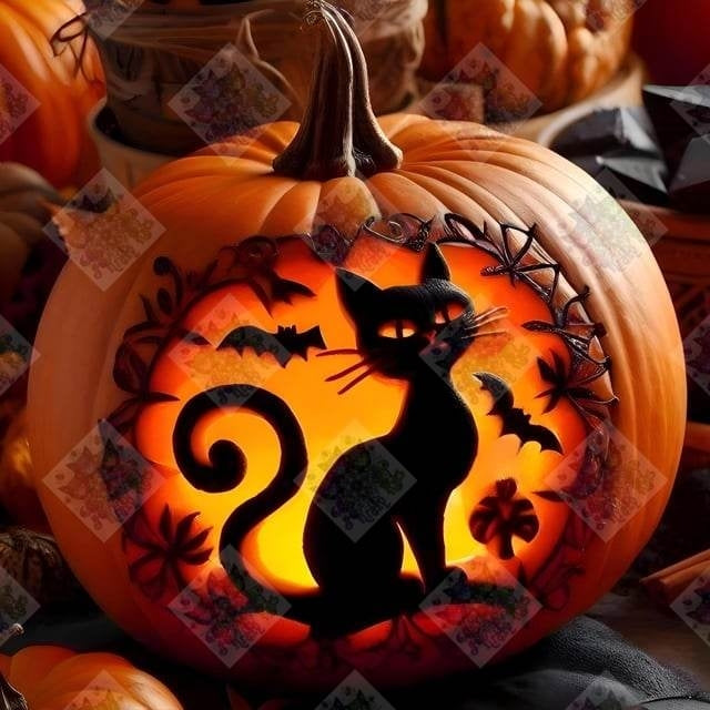 Black Cat Pumpkin by M.E. Divine Arts