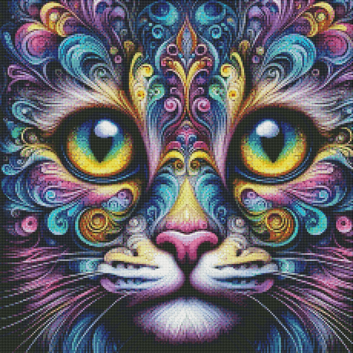 Multicolored Filigree Cat by Theresa Raymer