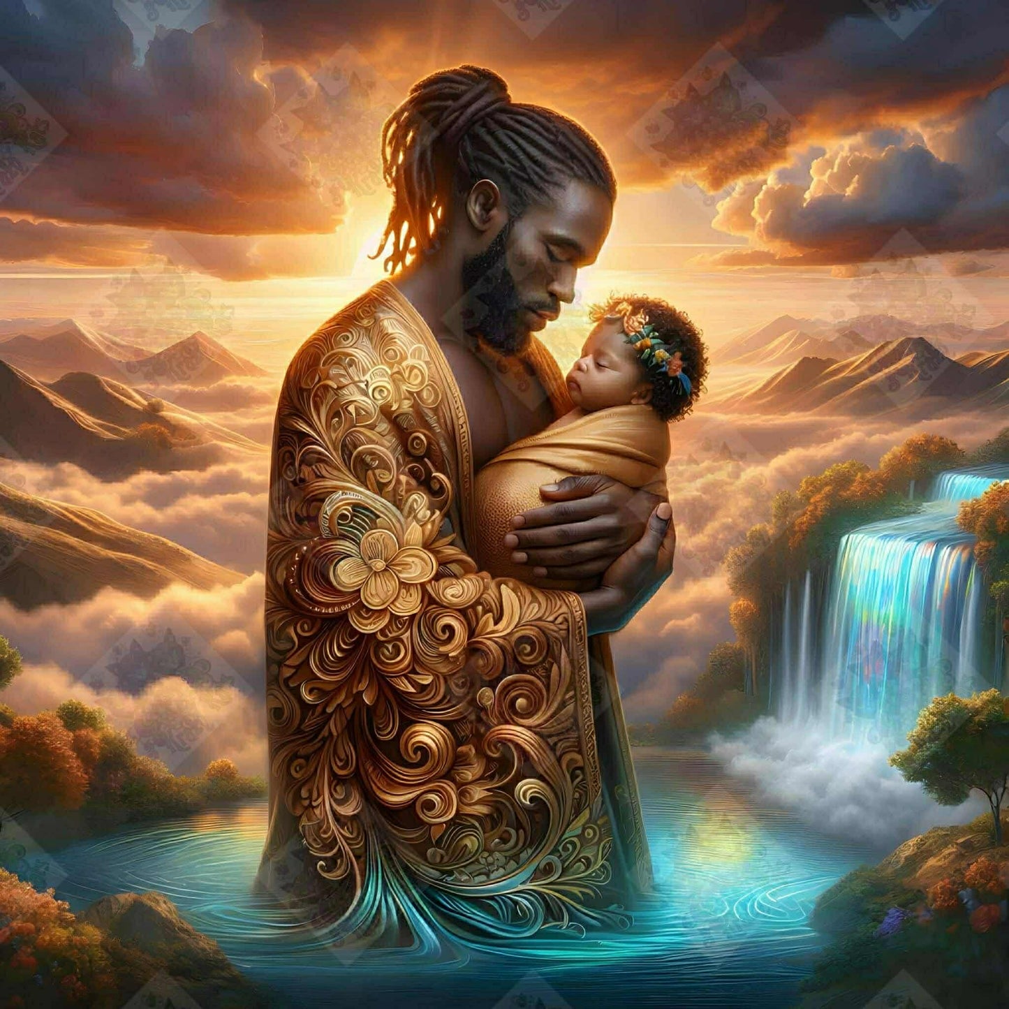 Golden Embrace Above The Clouds by M.E. Divine Arts