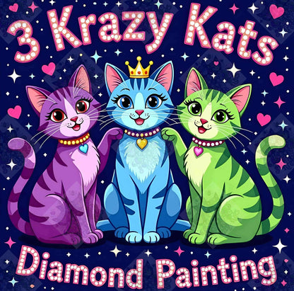 3 Krazy Kats Diamond Art by Cindy Emery