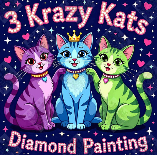 3 Krazy Kats Diamond Art by Cindy Emery