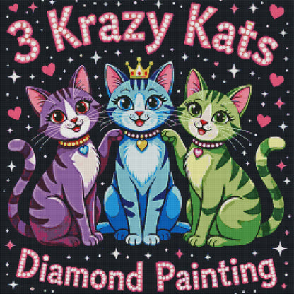 3 Krazy Kats Diamond Art by Cindy Emery