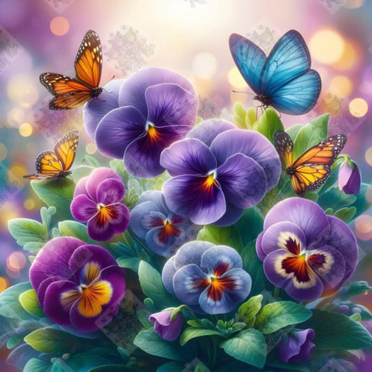 Butterflies and Pansies by M.E. Divine Arts