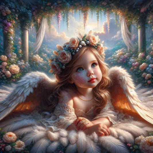 Cherub In The Garden Of Light by Taza Creations