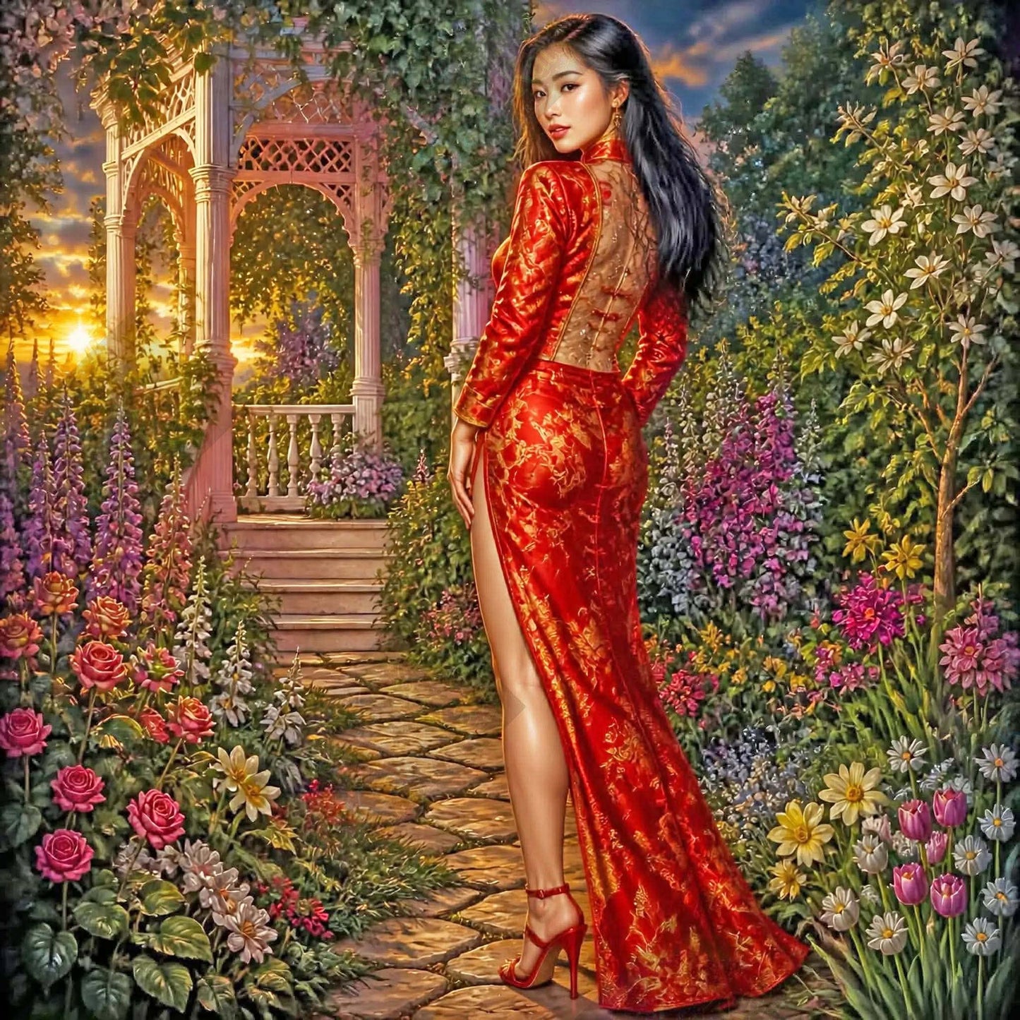 Crimson Twilight In The Secret Garden by Cindy Emery (Starting At 90 Colors)