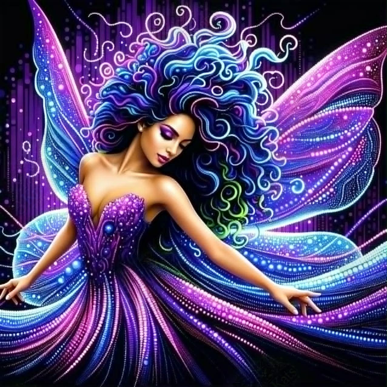 Purple/Blue Neon Fairy by Cindy Emery (Starting At 65 Colors)