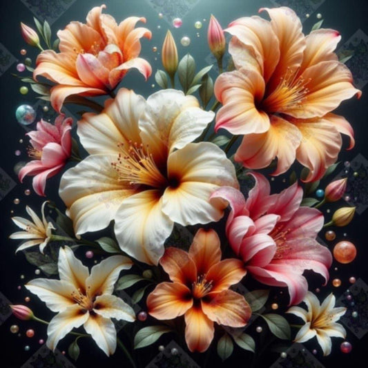 Hibiscus and Lilies by Cindy Emery