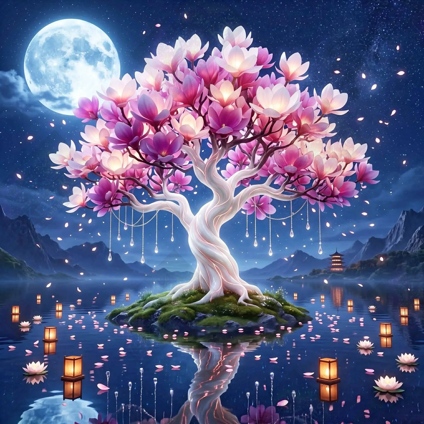 Moonlit Blossoms Of Serenity by Stellar Designz (Starting At 90 Colors)