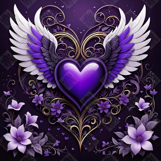 Memorial Hearts-  Royal Purple Heart by Theresa Raymer