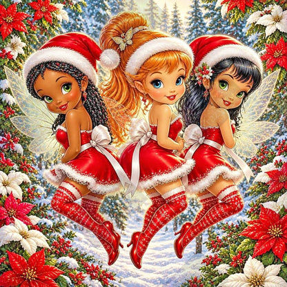 Santa's Sparkling Fairy Trio by Cindy Emery (Starting At 90 Colors)