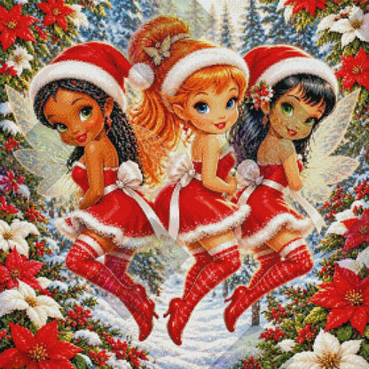 Santa's Sparkling Fairy Trio by Cindy Emery (Starting At 90 Colors)