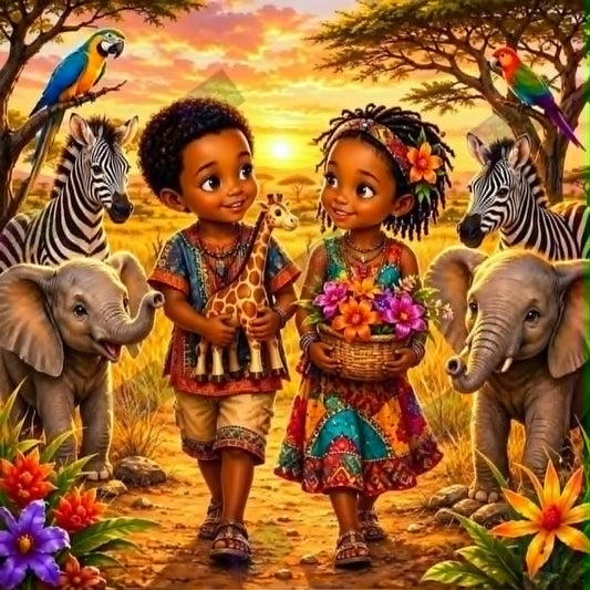 Sunset Safari Friends by Theresa Raymer (Starting At 120 Colors)
