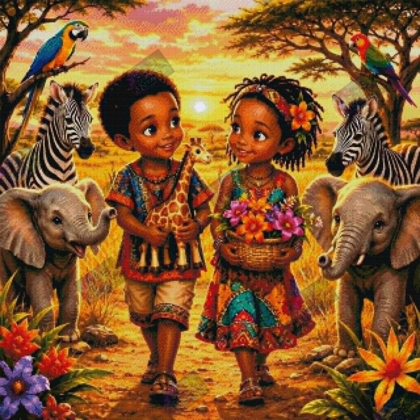 Sunset Safari Friends by Theresa Raymer (Starting At 120 Colors)
