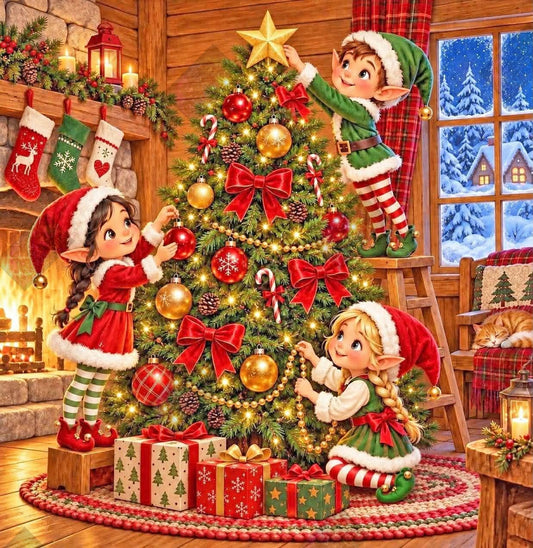 The Elves' Christmas Finishing Touches by Theresa Raymer (Starting At 90 Colors)