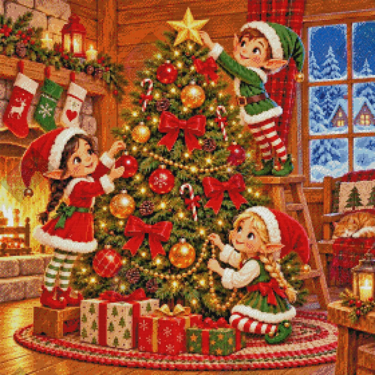 The Elves' Christmas Finishing Touches by Theresa Raymer (Starting At 90 Colors)
